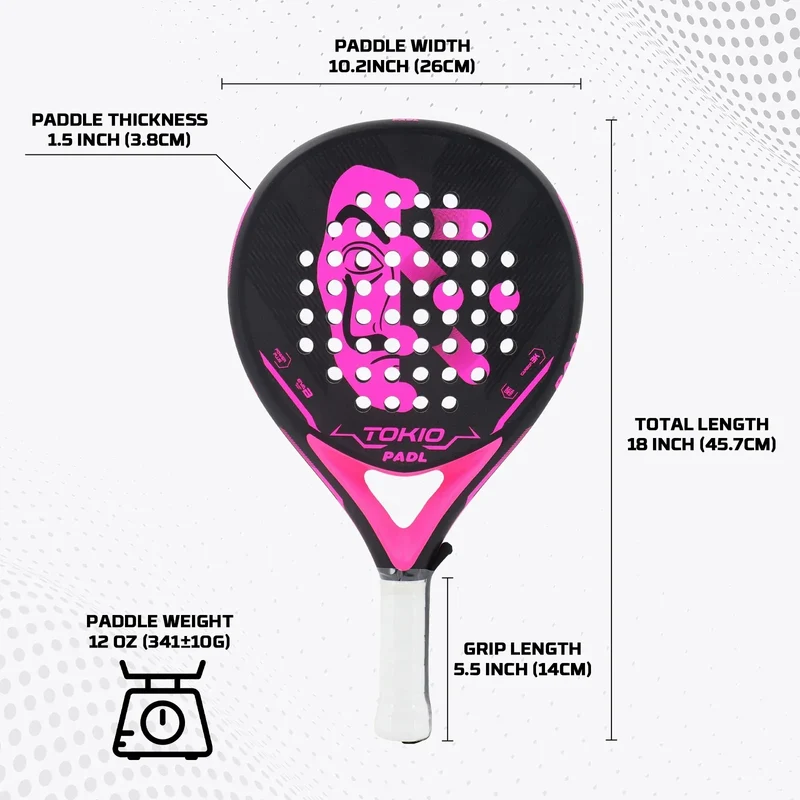 Letvægts Padelbat i kulfiber, mat finish, til nybegyndere og professionelle