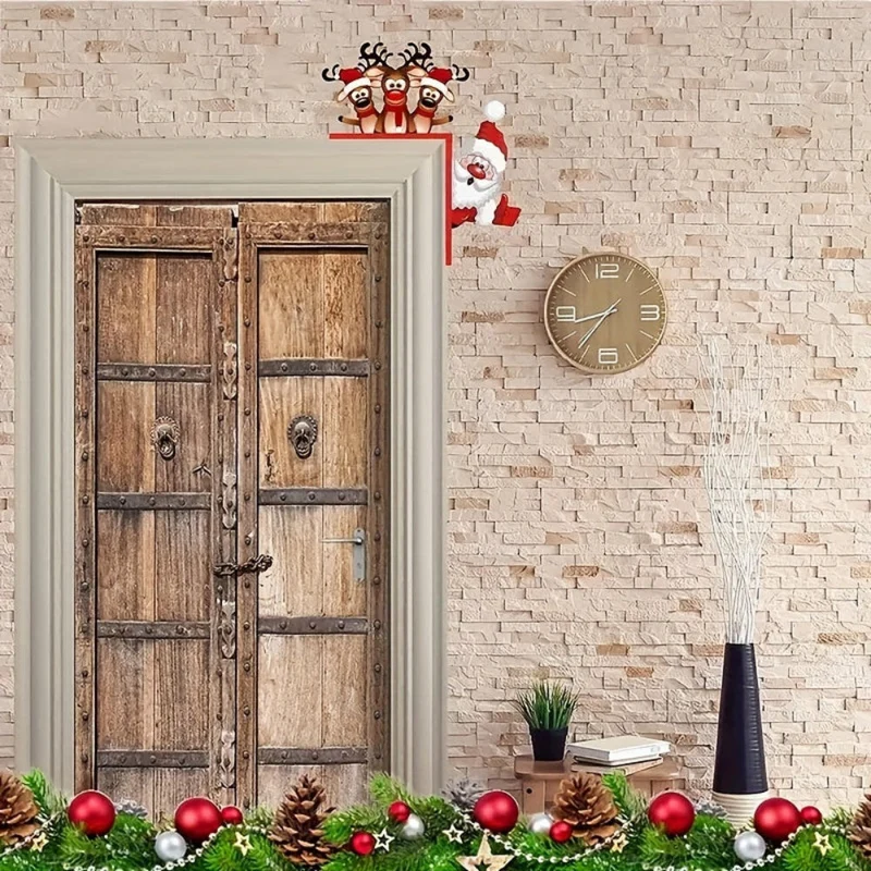 Dørkrans Jul, Santa og Rensdyr Vægdekoration
