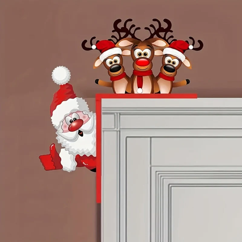 Dørkrans Jul, Santa og Rensdyr Vægdekoration