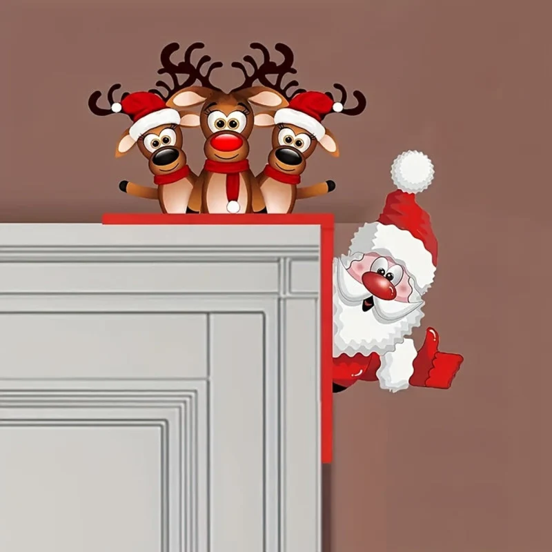 Dørkrans Jul, Santa og Rensdyr Vægdekoration