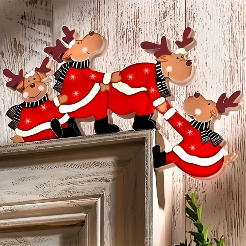 Julestemning med vægkunst, Santa og rensdyr til dørindramning