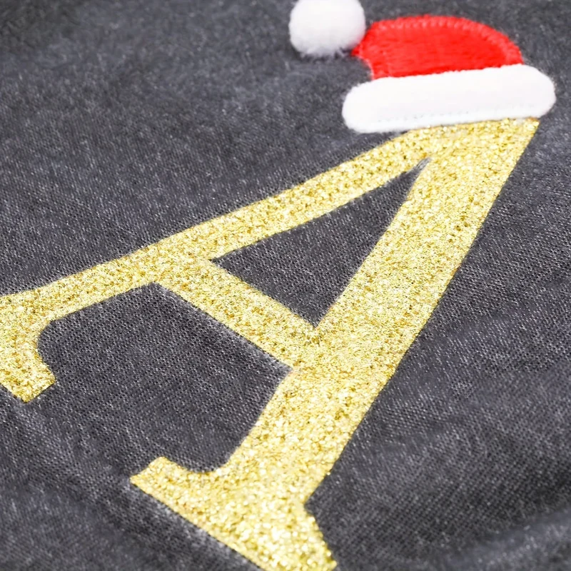 Grå Samt Julestrømper med Monogram Bogstav – Dekoration
