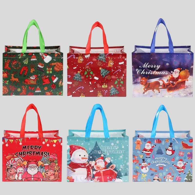Genanvendelige juleposer, store tote til gaver