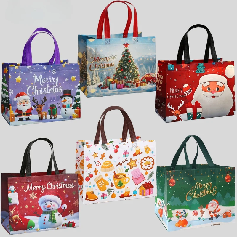 Genanvendelige juleposer, store tote til gaver