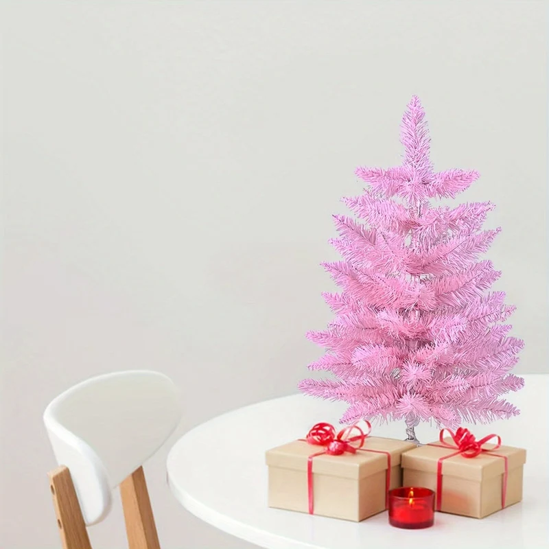 Rosa Kunstige Borddekoration til Jul, Festlig Juletræ