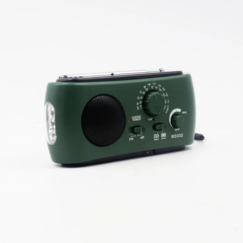 Nødradio med USB, solenergi og håndsving opladning