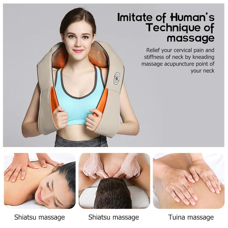 Massage- & värmekudde för nacke/axel & rygg (Shiatsu V2)