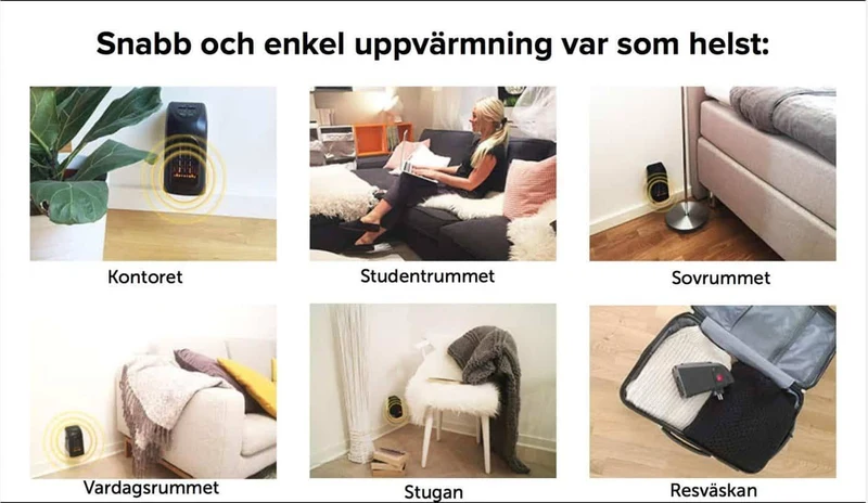 Fläktvärmare (400W) till uttag - Praktisk värmare