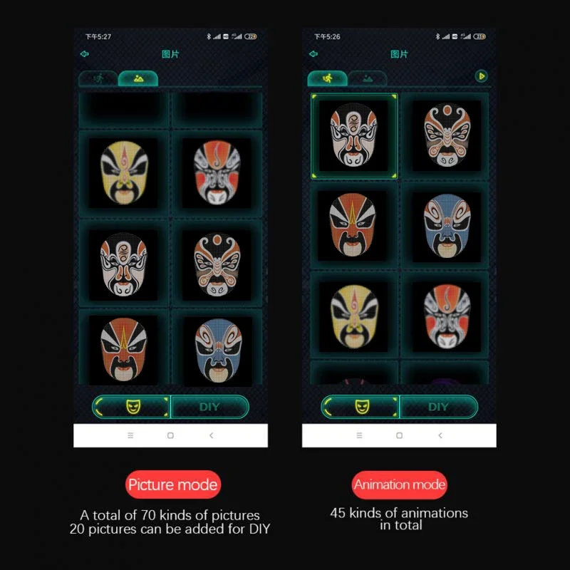 Bluetooth APP Halloween Maske mit Smart LED, personaliserbar und wiederaufladbar