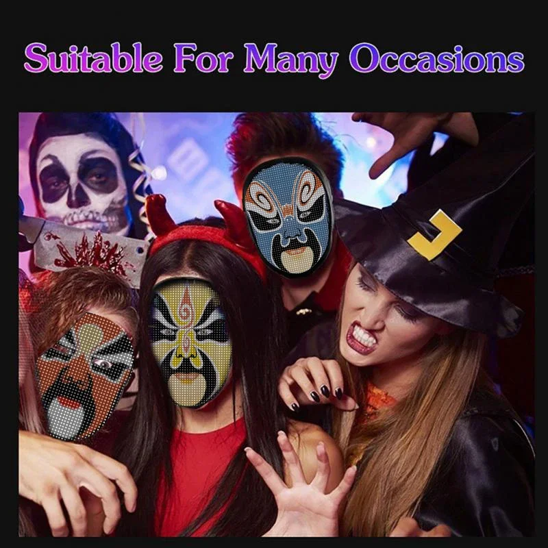 Bluetooth APP Halloween Maske mit Smart LED, personaliserbar und wiederaufladbar