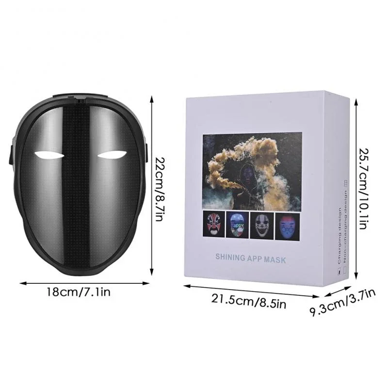 Bluetooth APP Halloween Maske mit Smart LED, personaliserbar und wiederaufladbar