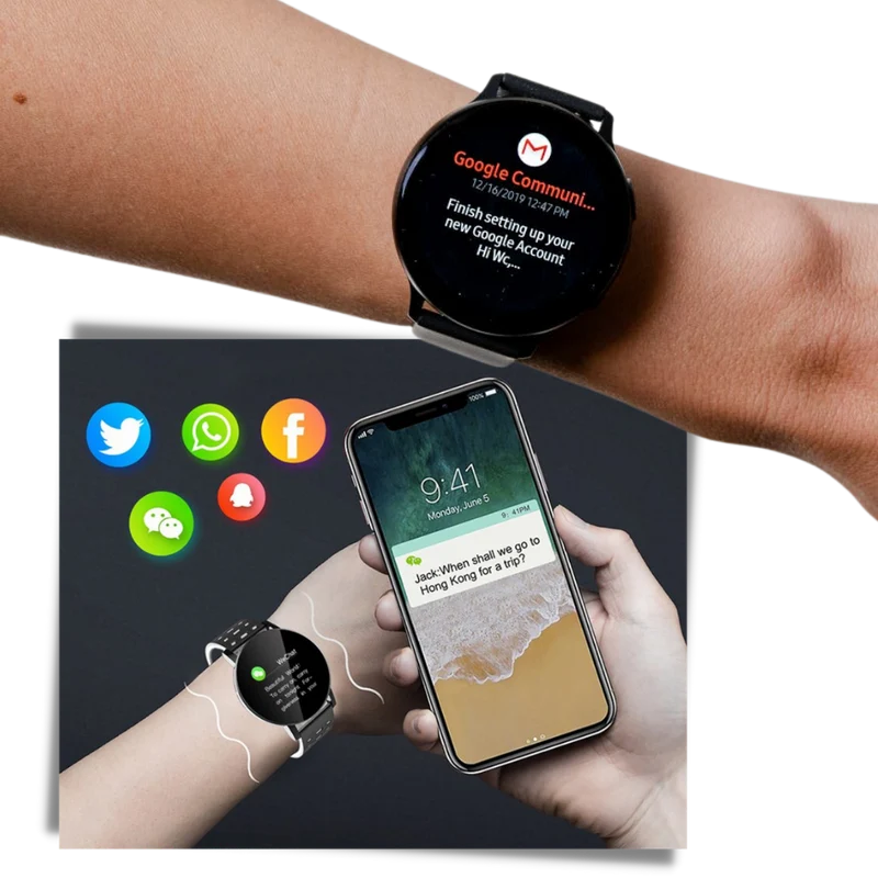 Vandtæt smartwatch med fitness tracker og aktivitetsmonitorering