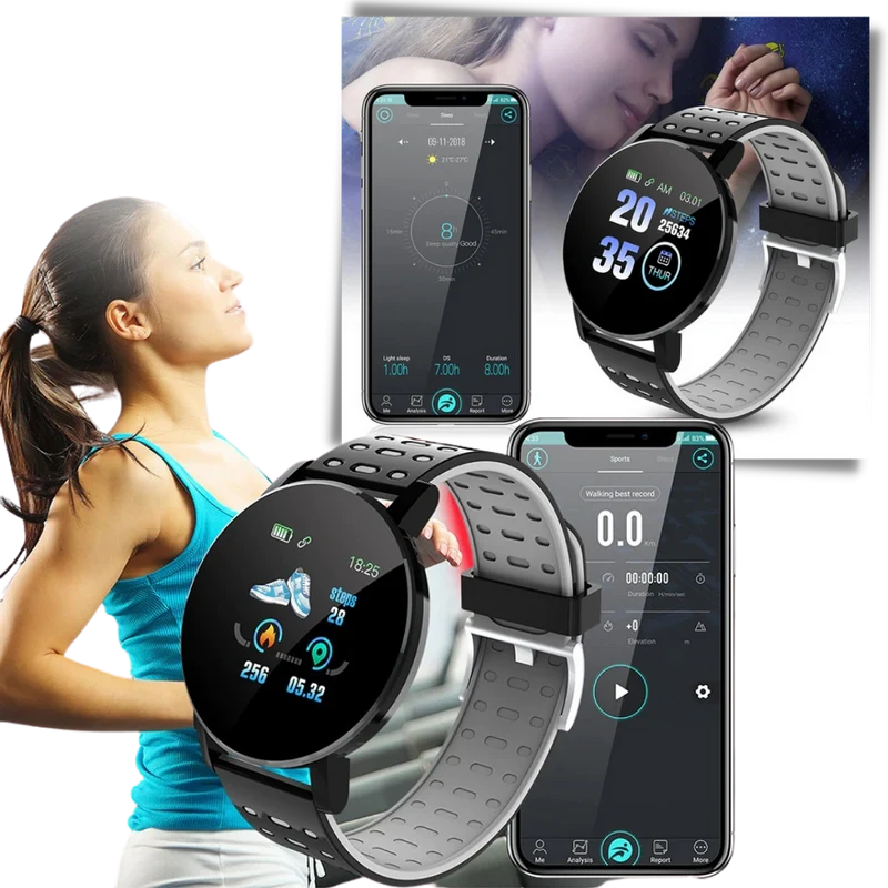 Vandtæt smartwatch med fitness tracker og aktivitetsmonitorering