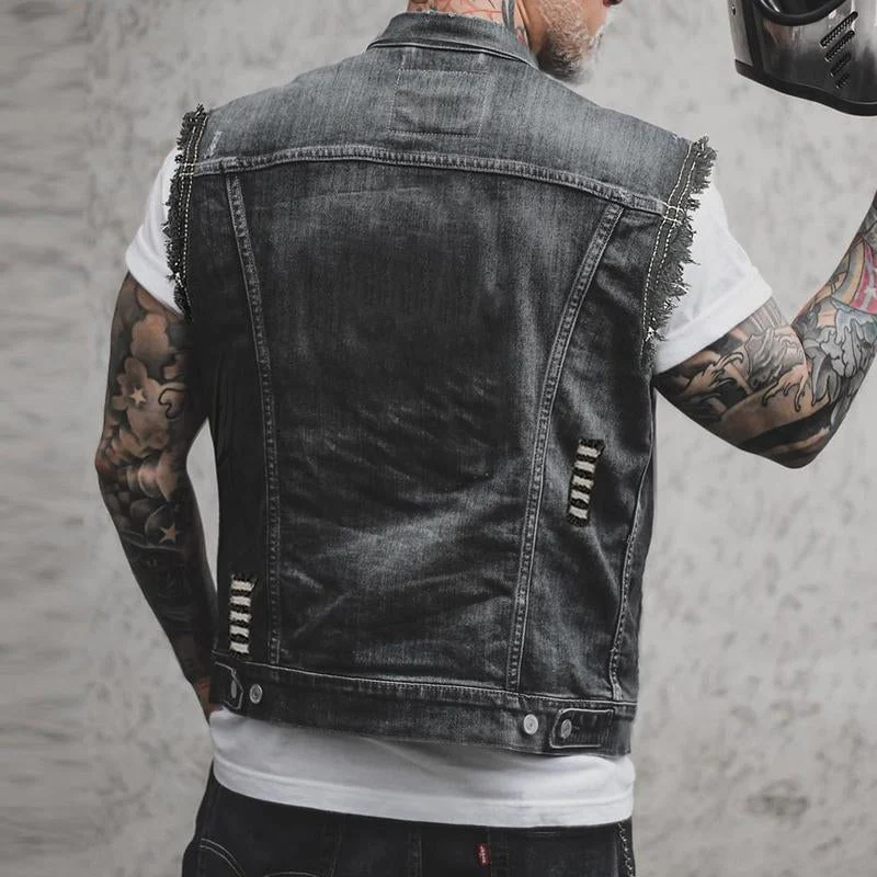 Herre Denim Vest i Moderne Design