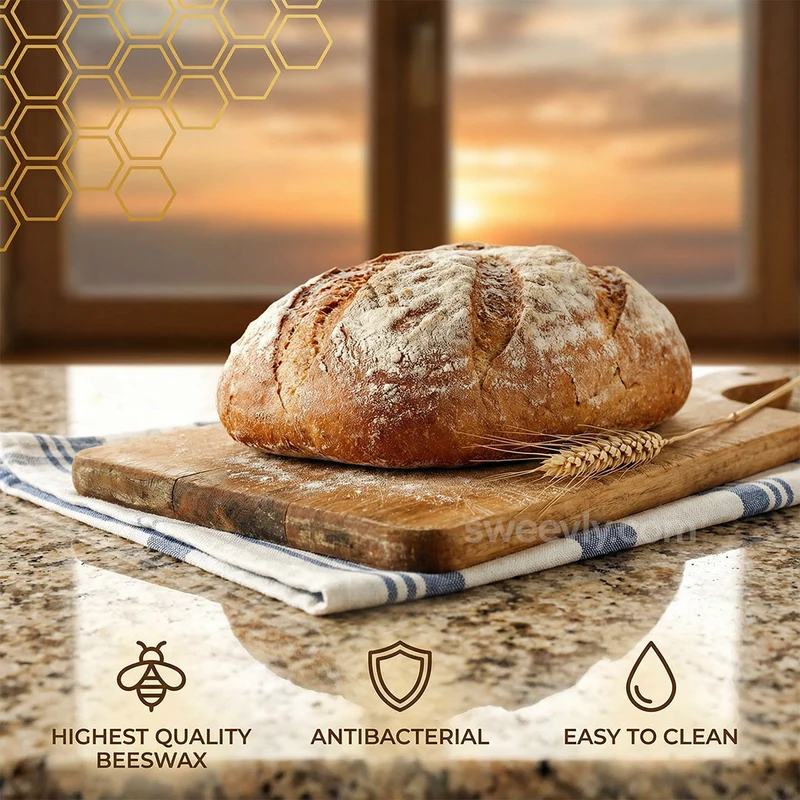 Brotbeutel aus Bio-Baumwolle – 100% Reines Bienenwachs, Wiederverwendbar