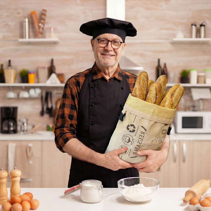 Brotbeutel aus Bio-Baumwolle – 100% Reines Bienenwachs, Wiederverwendbar