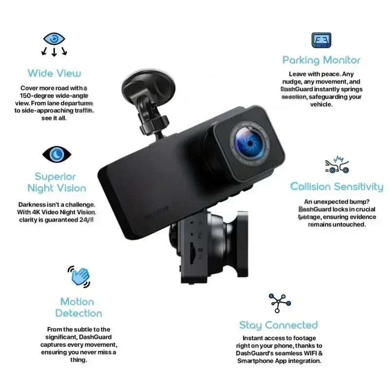 4K Bilkamera med Optagelse