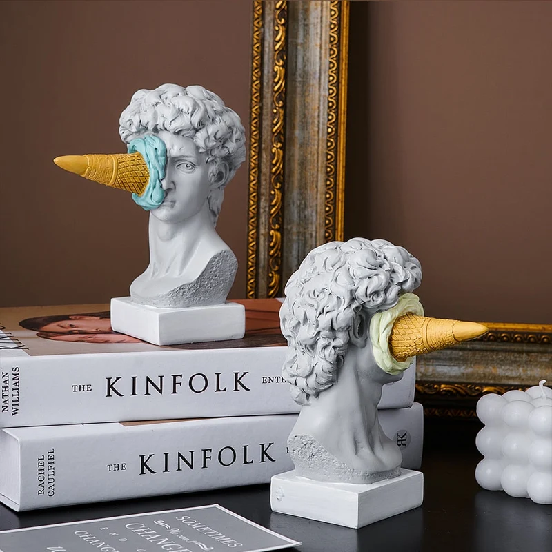 David Figur med Is Dekoration til Hjemmet Skulptur