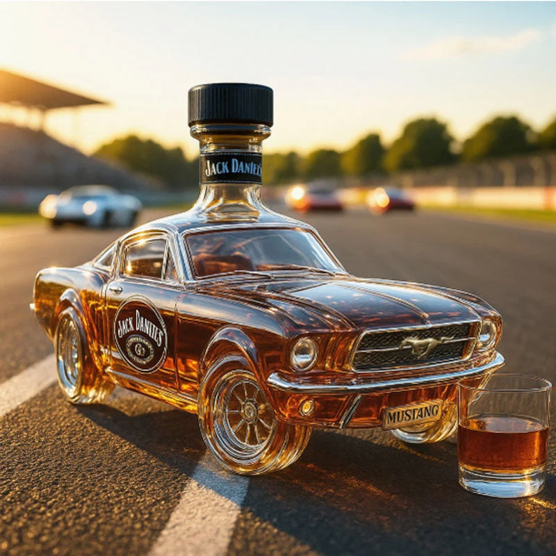 Whisky Dekanter | Håndlavet Glas med 3D Mustang Design