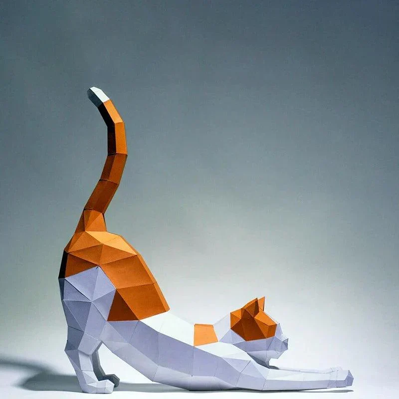 3D Papirdækning Kat - DIY Projekt - Mål 62 cm