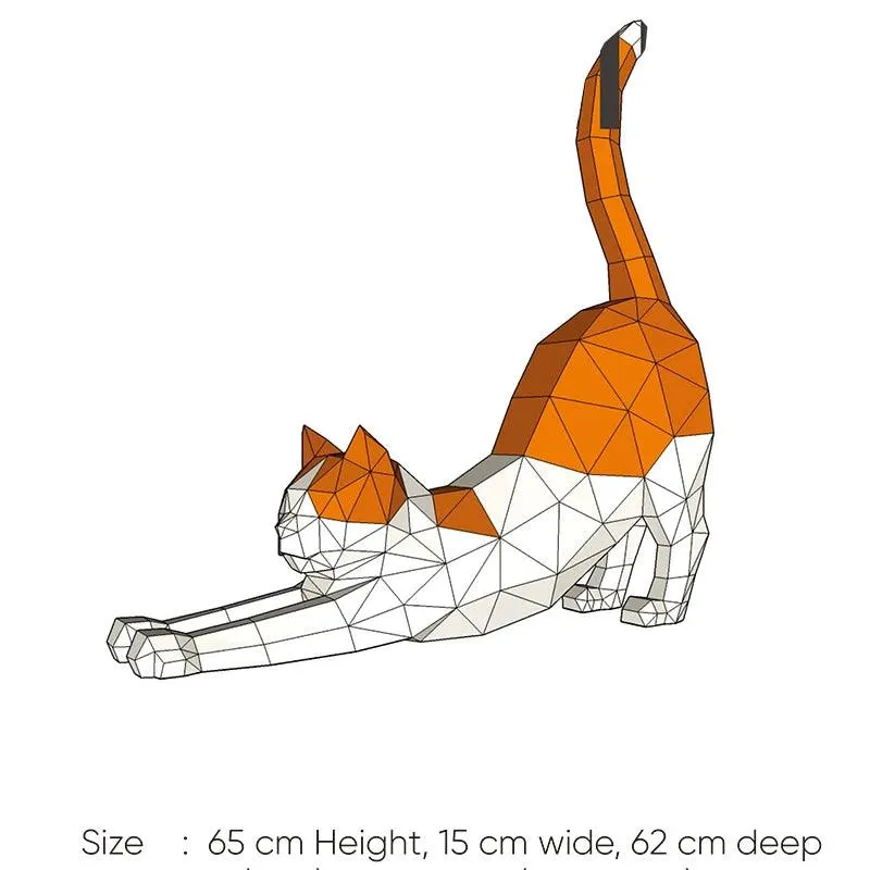 3D Papirdækning Kat - DIY Projekt - Mål 62 cm