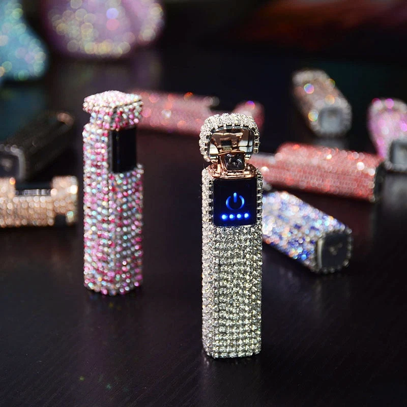 Elegant og Chic Genopladelig Lighter med Strass