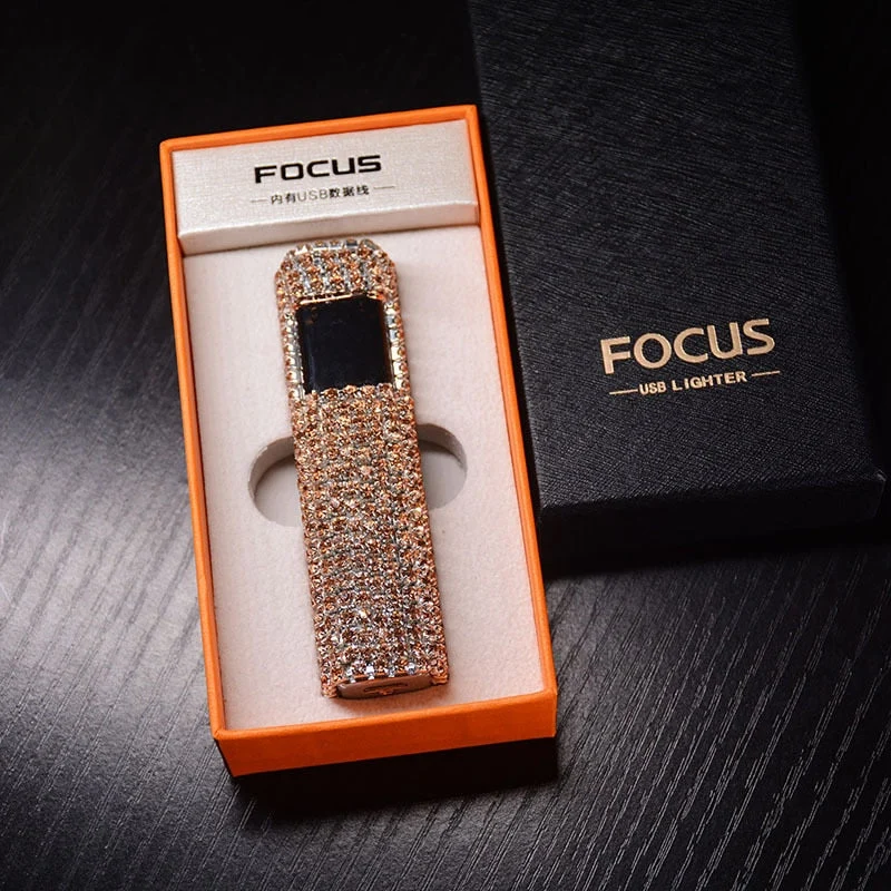 Elegant og Chic Genopladelig Lighter med Strass