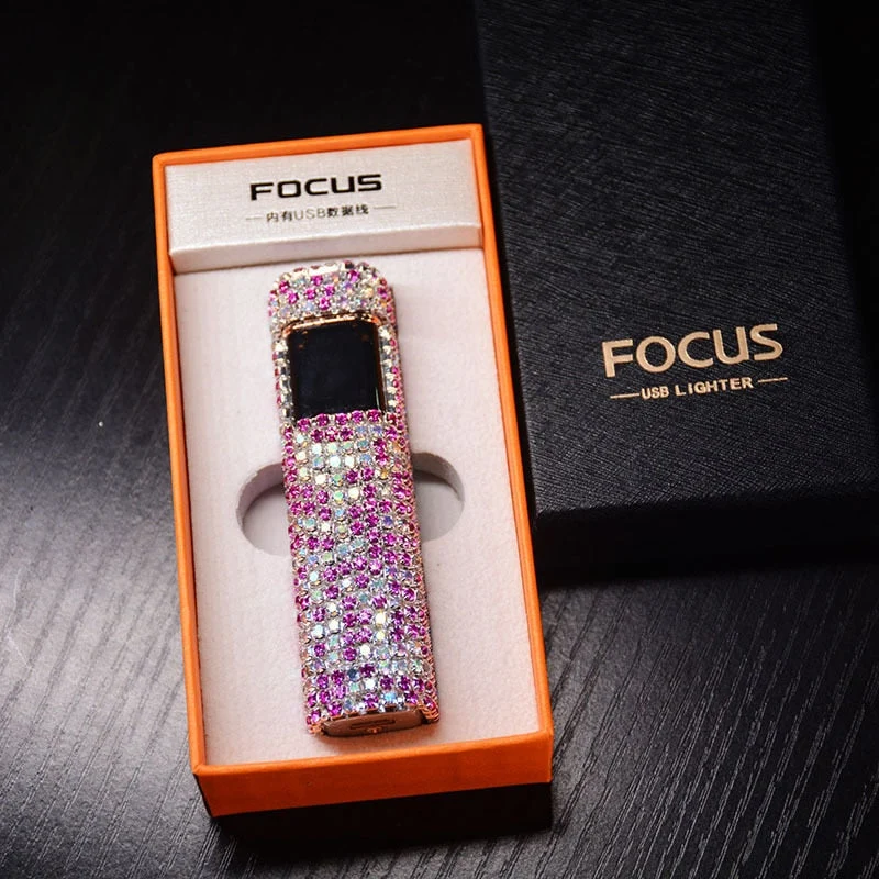 Elegant og Chic Genopladelig Lighter med Strass