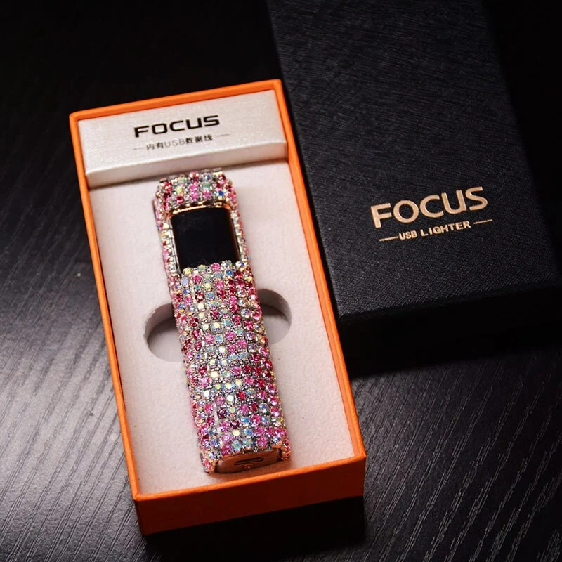 Elegant og Chic Genopladelig Lighter med Strass