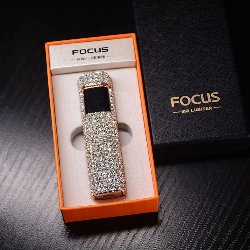 Elegant og Chic Genopladelig Lighter med Strass