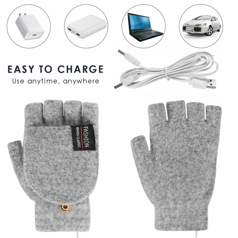 USB Varmehandsker | 3 Temperaturindstillinger | Blødt Strikkemateriale | Unisex Størrelse