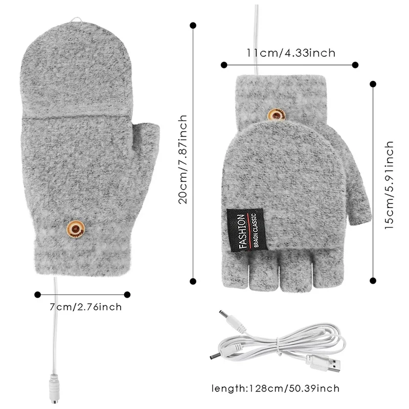 USB Varmehandsker | 3 Temperaturindstillinger | Blødt Strikkemateriale | Unisex Størrelse