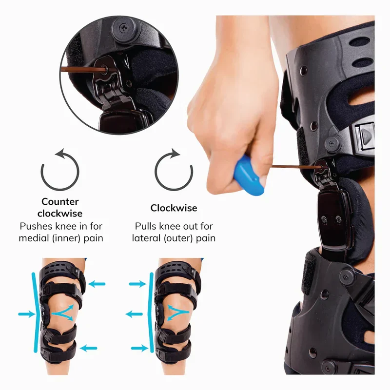 Ortopædisk knæbeskytter til artrose | Justerbar bevægelsesvinkel | Medial og lateral aflastning | Korrigering af varus/valgus