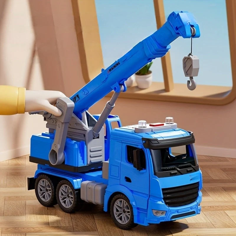 Børnevenlig Krancamion med Lys og Lyd – Justerbar Arm til Byggeleg