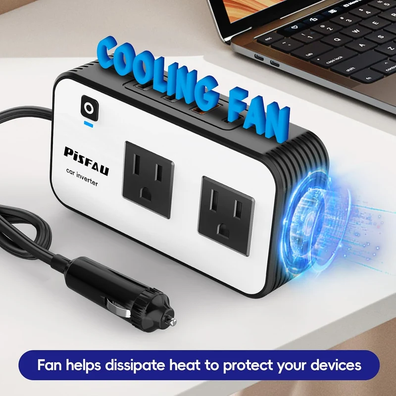 Bil Inverter 200W – DC 12V til 220V AC med USB-C og Hurtigopladning
