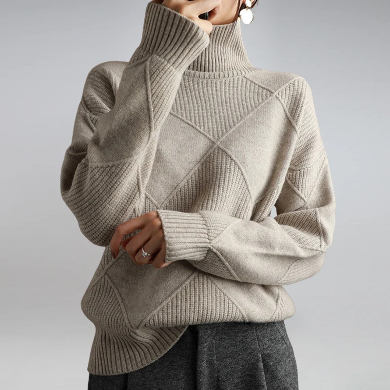 Rullekrave sweater i blød kasmir til damer