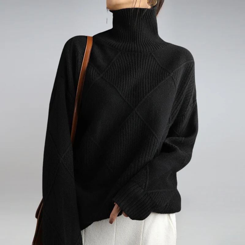 Rullekrave sweater i blød kasmir til damer