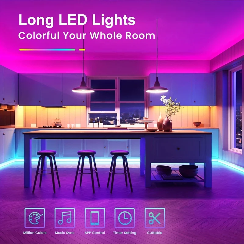 Farbskiftende LED Lysstrips med App Kontrol