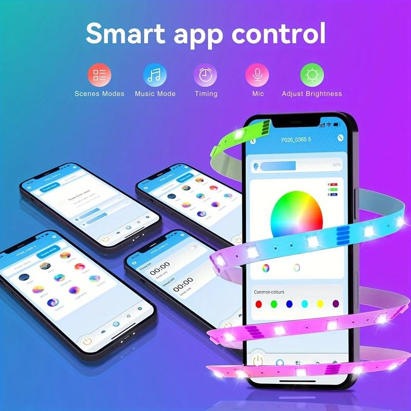 Farbskiftende LED Lysstrips med App Kontrol