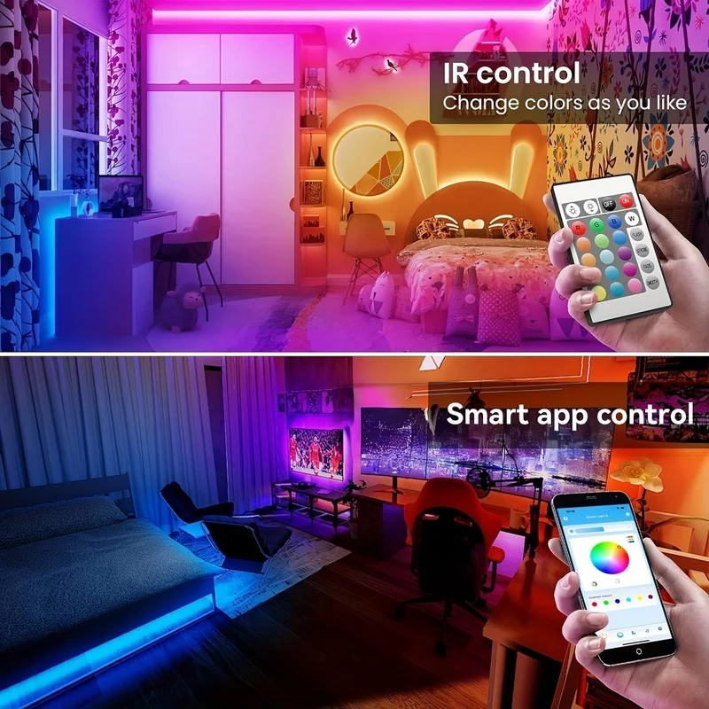 Farbskiftende LED Lysstrips med App Kontrol
