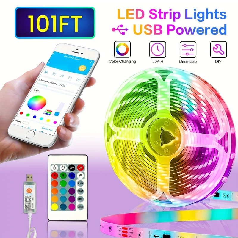 Farbskiftende LED Lysstrips med App Kontrol