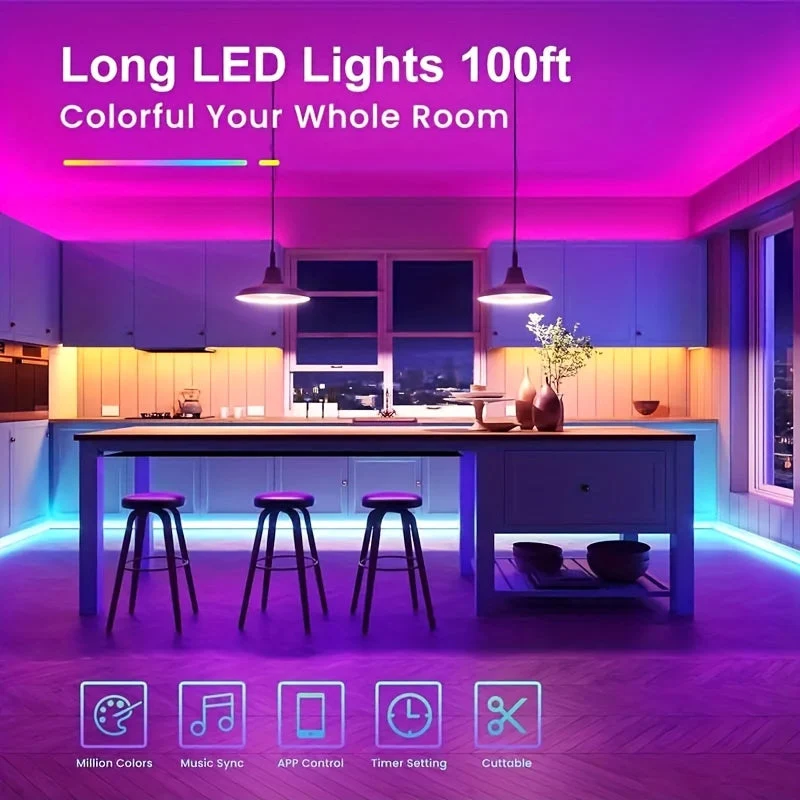 Fleksible LED Lysstrips med Farveskift og Musiksynkronisering