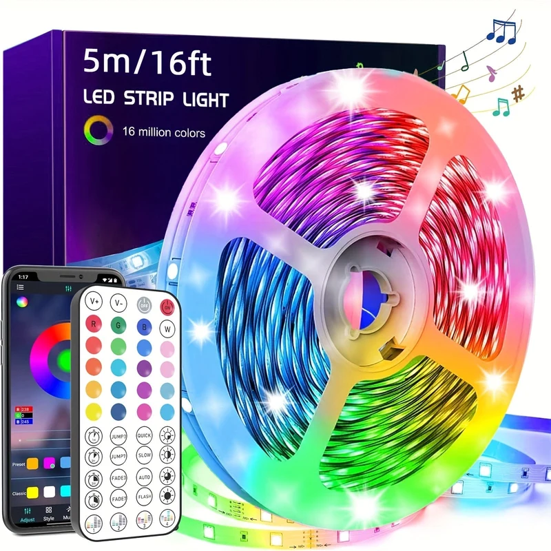 Fleksible LED Lysstrips med Farveskift og Musiksynkronisering