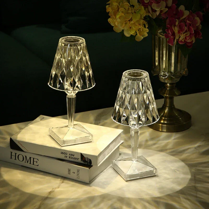 Dekorativ moderne krystalbordlampe med varmt hvidt lys E27