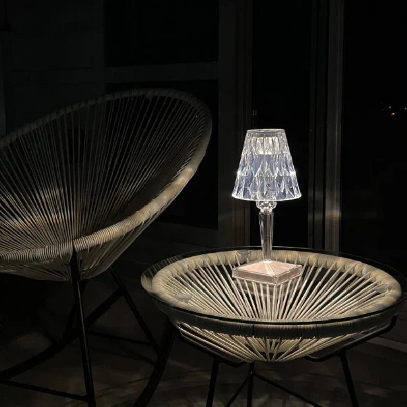 Dekorativ moderne krystalbordlampe med varmt hvidt lys E27