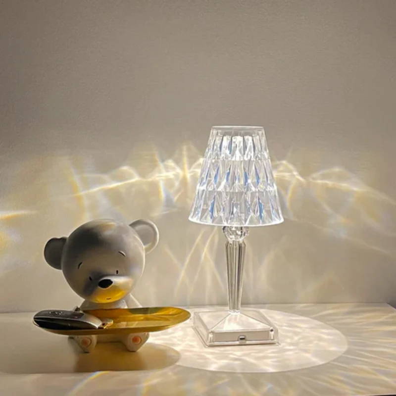 Dekorativ moderne krystalbordlampe med varmt hvidt lys E27