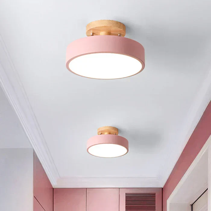 Skandinavisk LED Loftlampe i Træ og Metal 39W