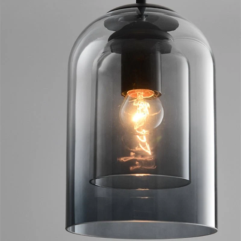 Moderne Pendellampe med dobbelt glas til stue og spisestue