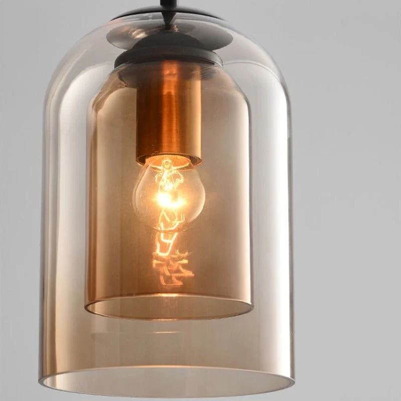 Moderne Pendellampe med dobbelt glas til stue og spisestue