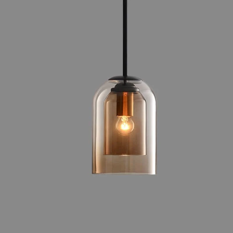 Moderne Pendellampe med dobbelt glas til stue og spisestue